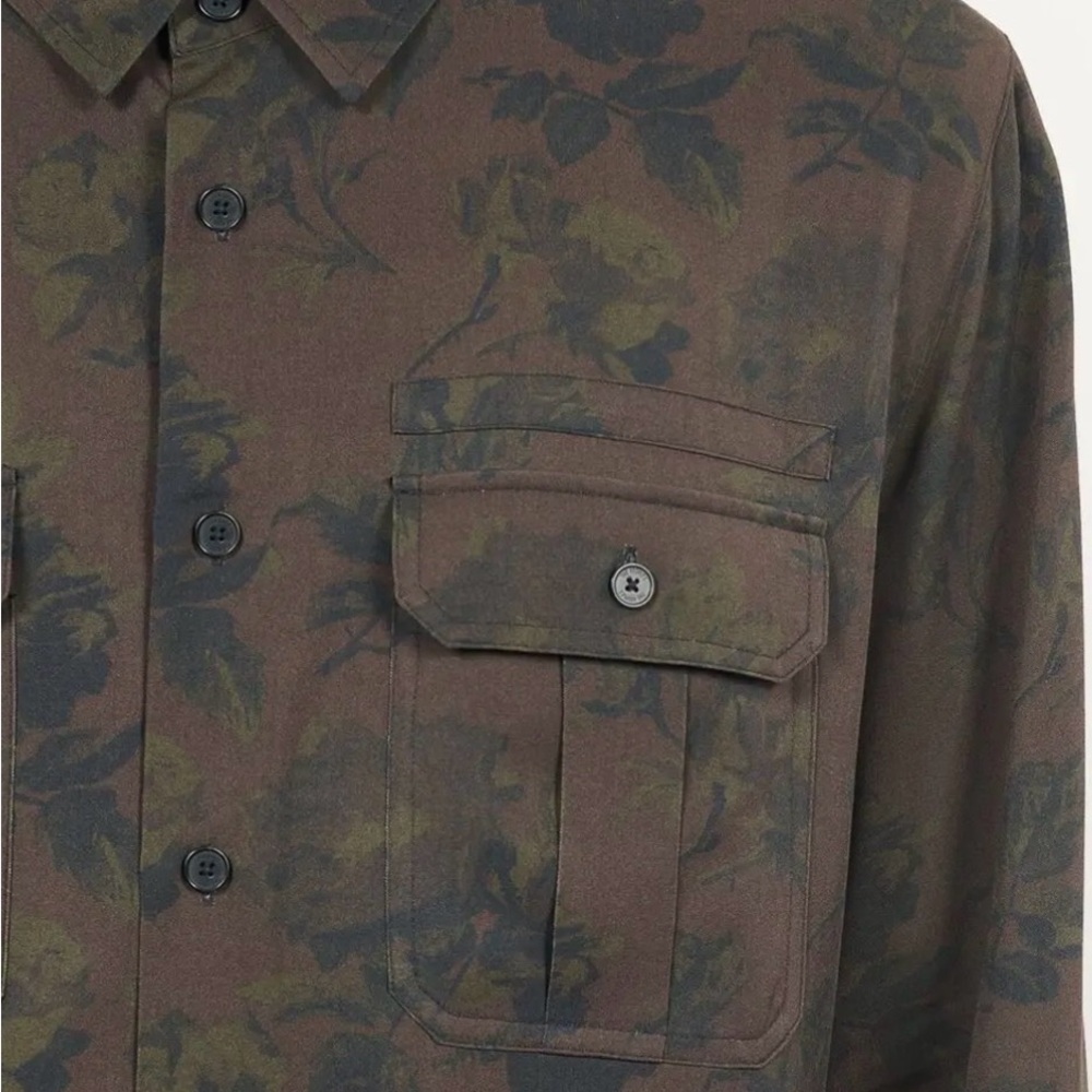 THE KOOPLES Floral Long-Sleeve Shirt Brown  MEDIUM 100% Viscose Soft NWT $275